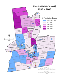 1990-2000 Population Change Map